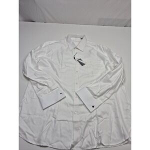EnZone Dress Shirt Mens 18.5 36/37 White French Cuff Cotton Twill Long Sleeve